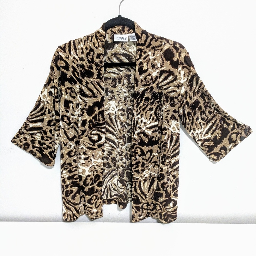 Chico's Leopard / Animal Print Cardigan - pockets